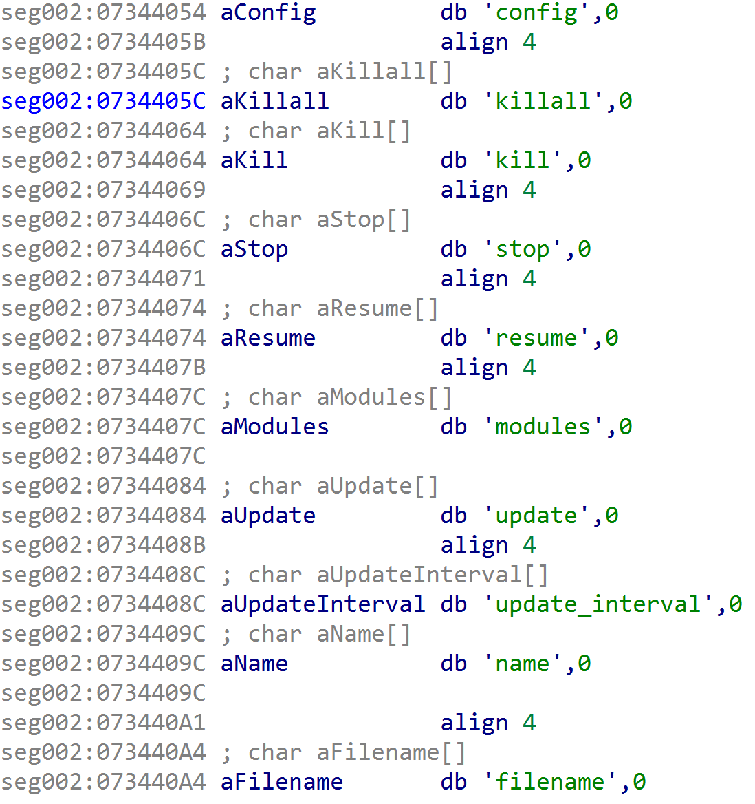 The commands that can be processed by the 05sall.js variant.