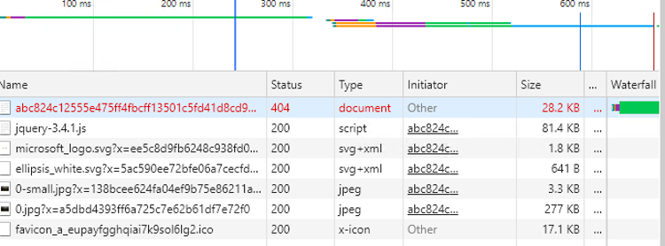 When phishing URL is accessed, server responds with HTTP 404 error message, which is a phishing page