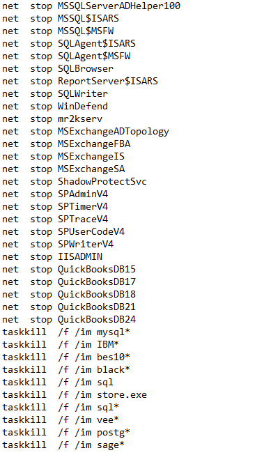 PARINACOTA stopping services and processes