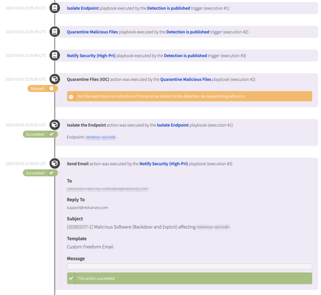 Red Canary Automate playbook to automatically remediate a detection.