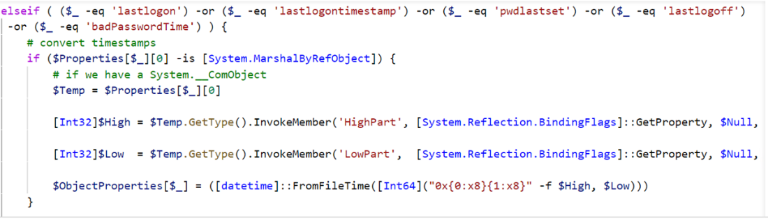Code snippet of Kerberoasting