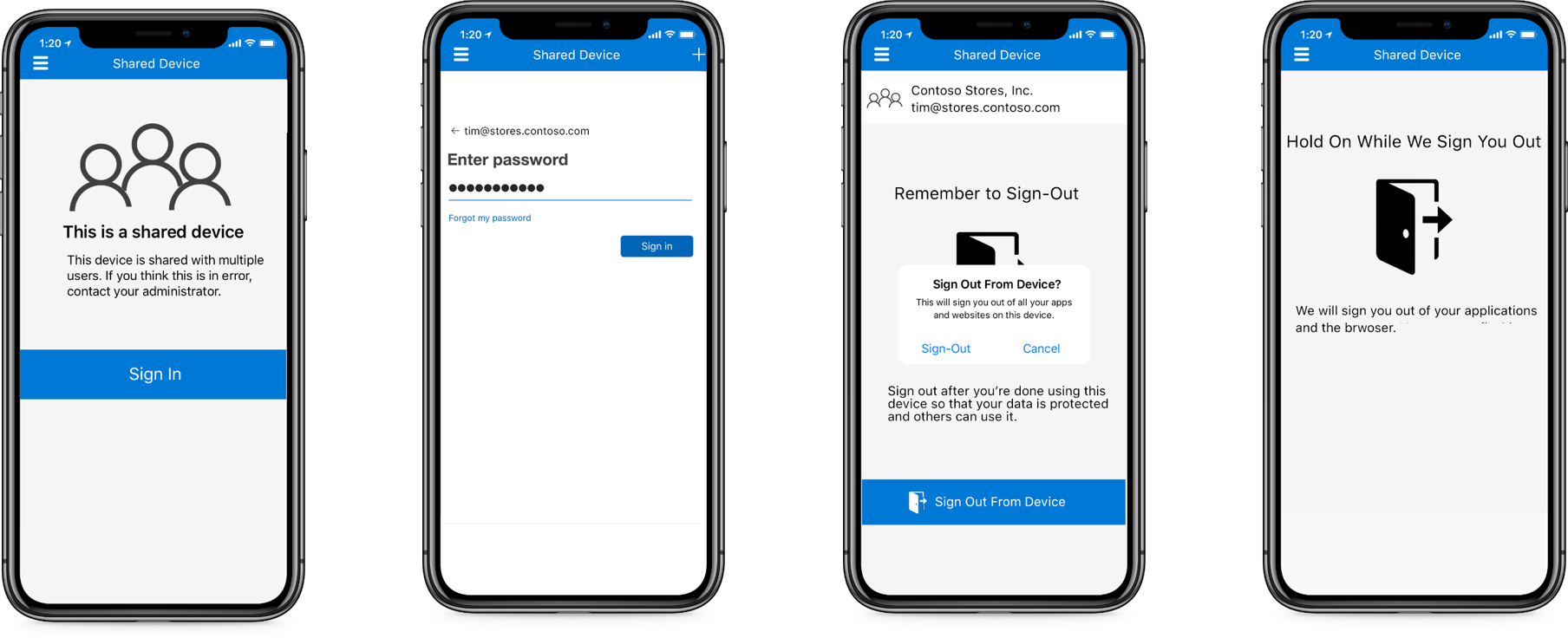 Shared device sign-out screen