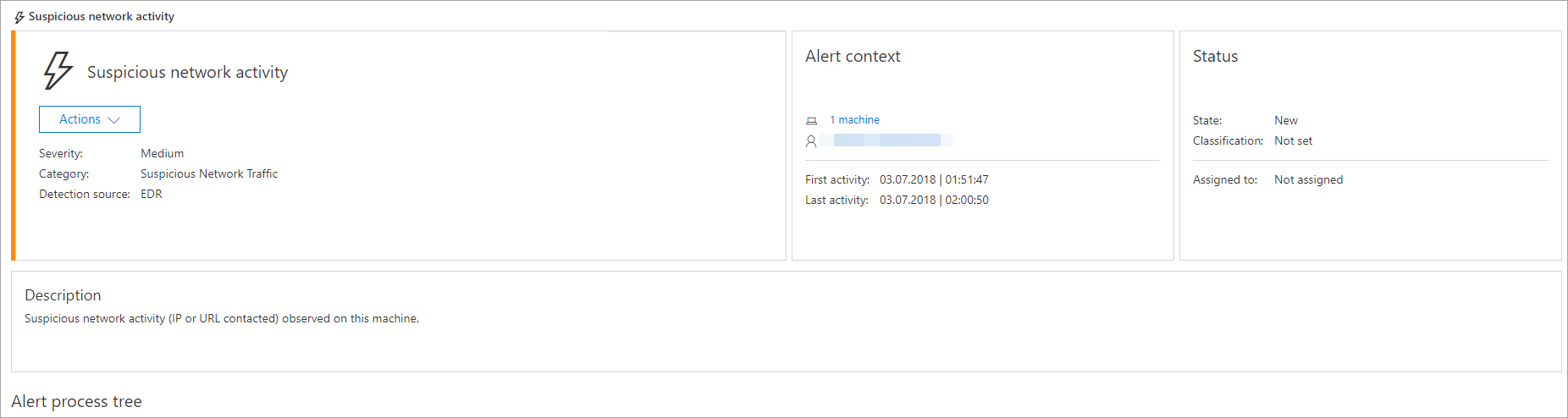 Windows Defender ATP showing suspicious network activity