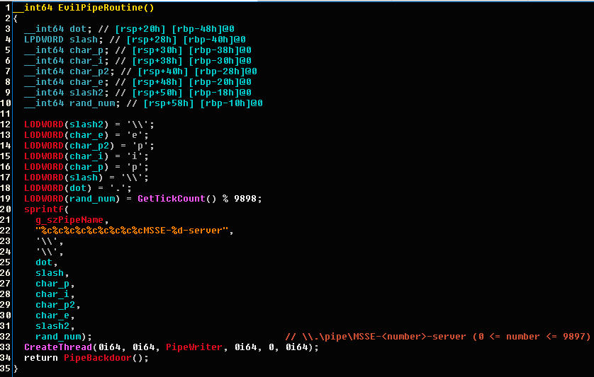 Screenshot of some code