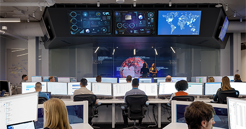 An image of the Microsoft Cyber Defense Operations Center.