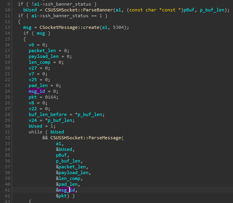 Screenshot of code