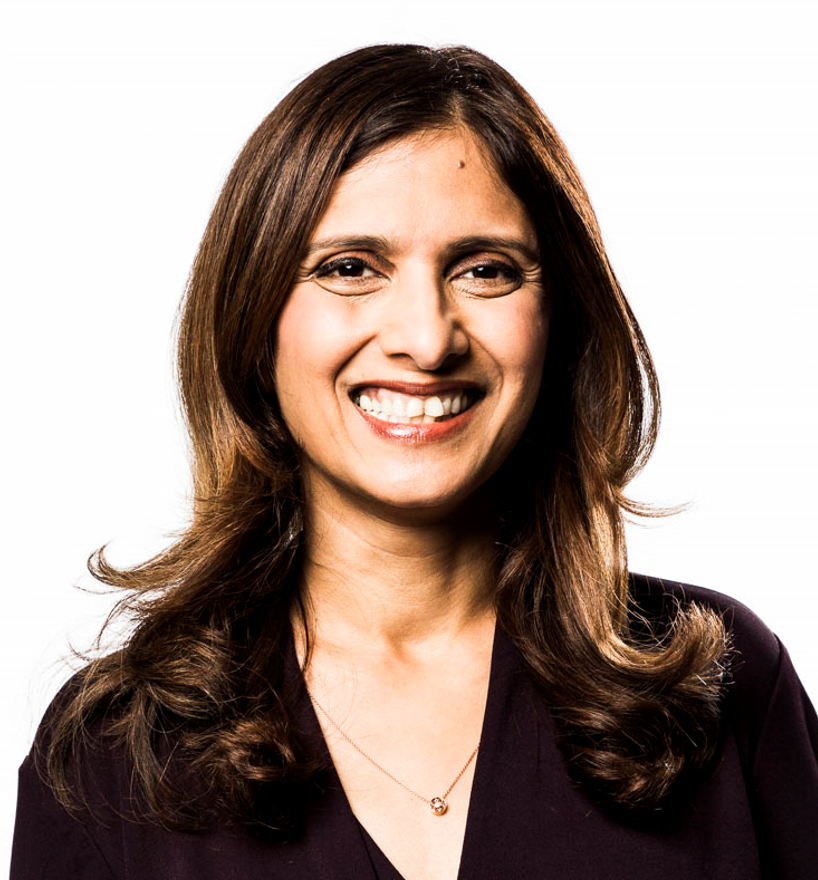 Headshot of Vasu Jakkal, Microsoft C V P of Security, Compliance, Identity, and Management. 