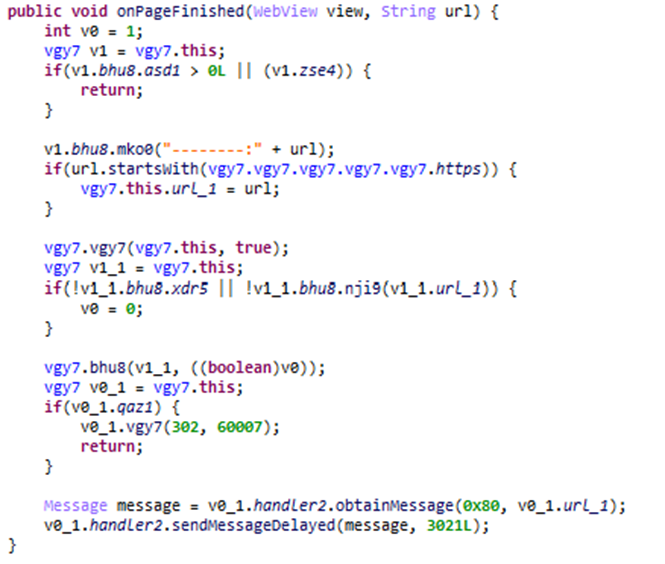 A screenshot of malware code where it checks for specific message types to determine the next steps required for a subscription to take place.