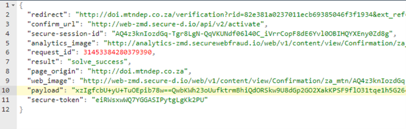 A screenshot of malware code where a solver-type service is offered by the C2 server.