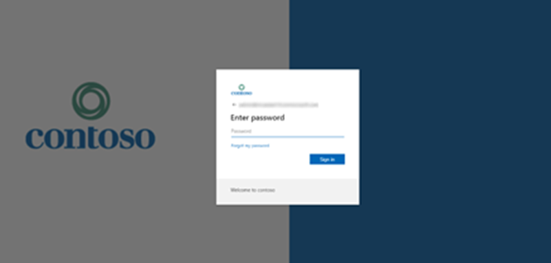 Partial screenshot of a mockup sign-in page with Contoso logo.