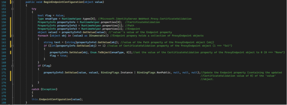 Screenshot of a section of a configuration file.