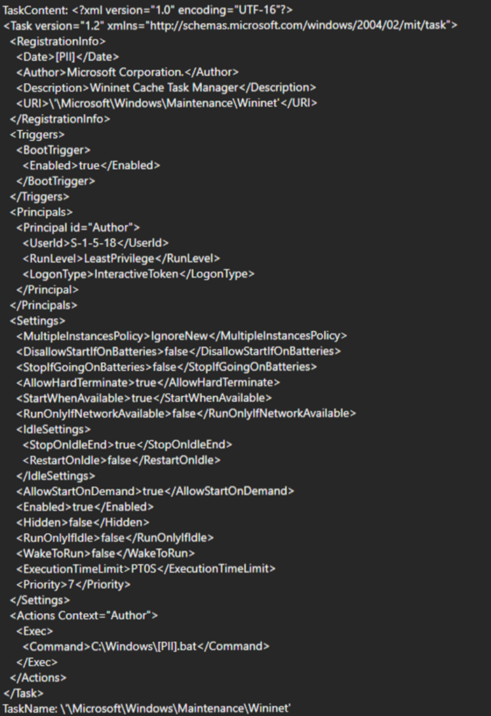 Screenshot of scheduled tasks used by DEV-0270 actor group in their attacks.