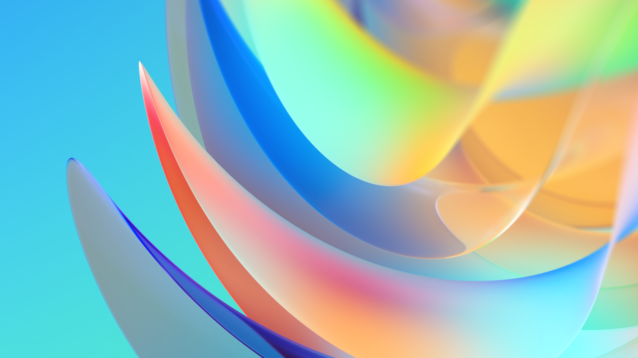 Graphic with a blue background with a multicolored design.