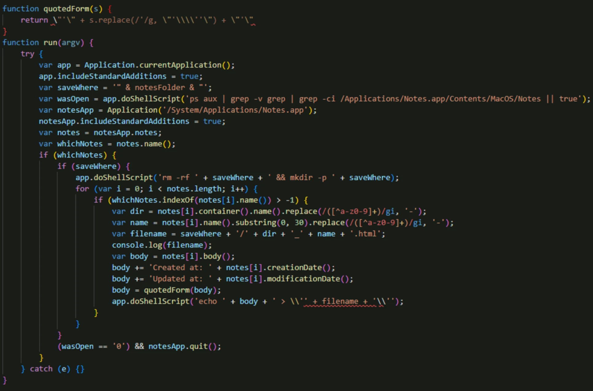 A screenshot of a computer code