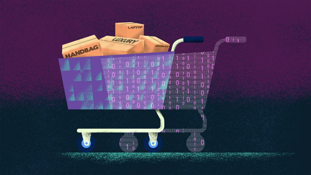 A shopping cart full of boxes