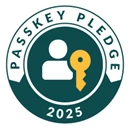 A logo with a key and a person