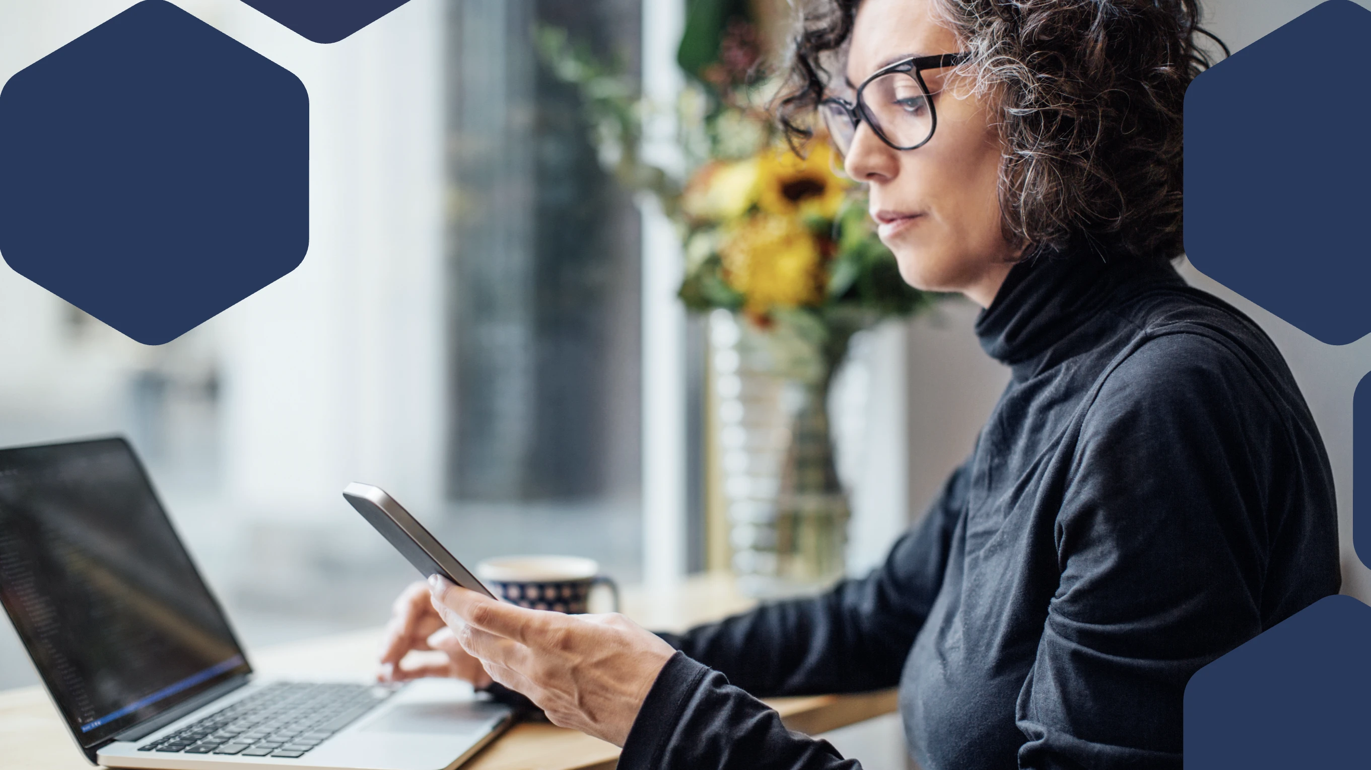 A woman looking at her phone