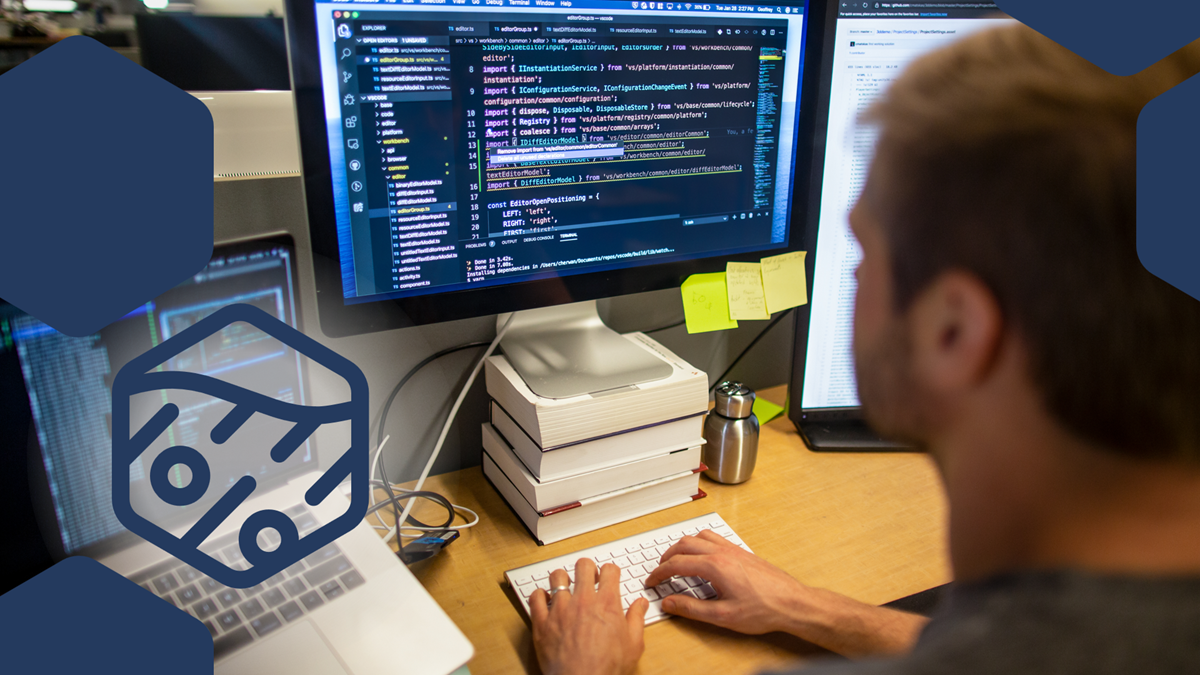 A man typing on a keyboard