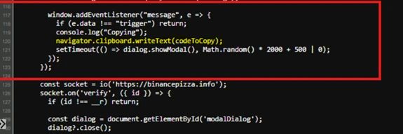 Screenshot of JavaScript code