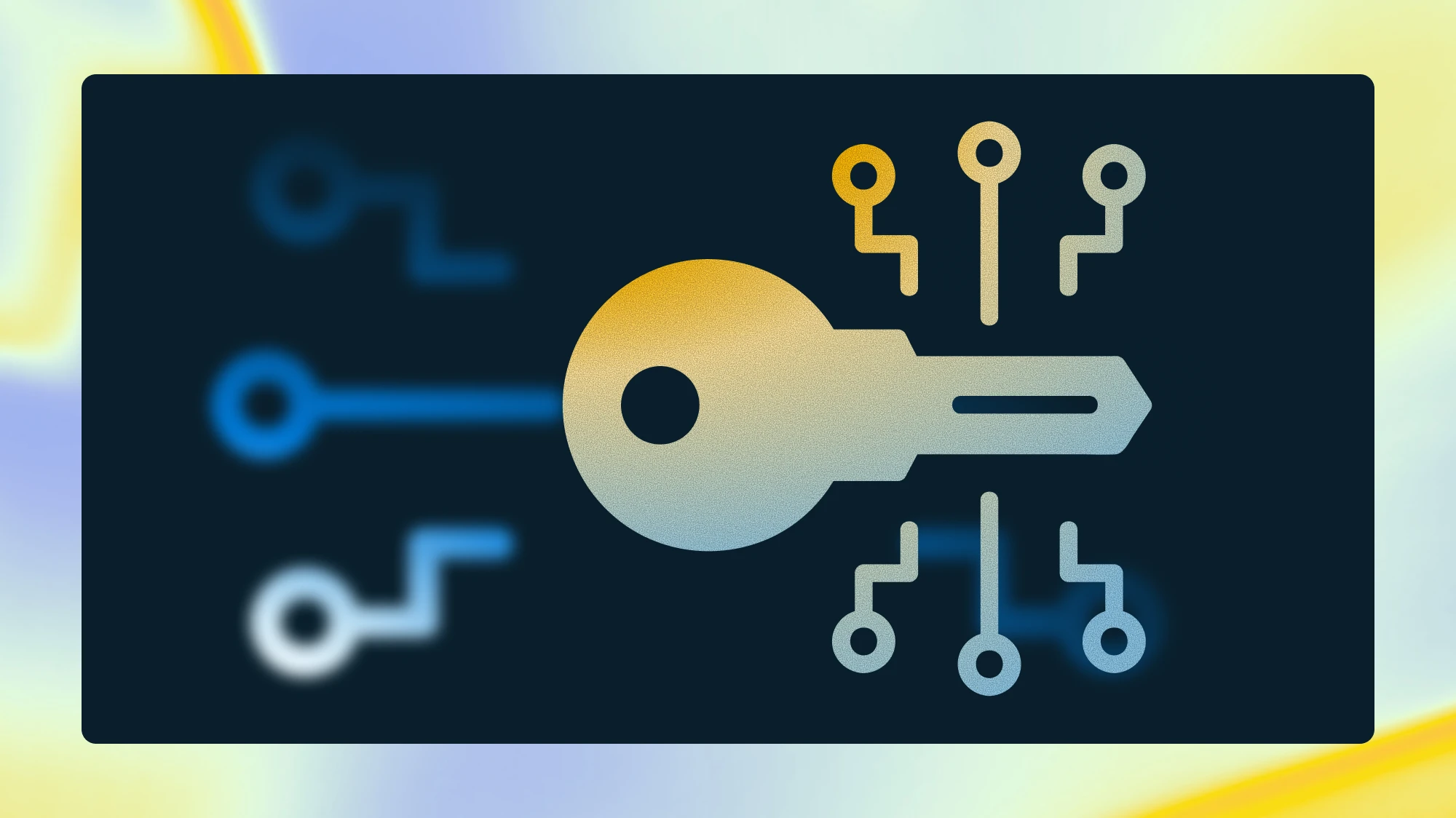 Graphic showing an icon of a key and digital lines representing secure access issues.