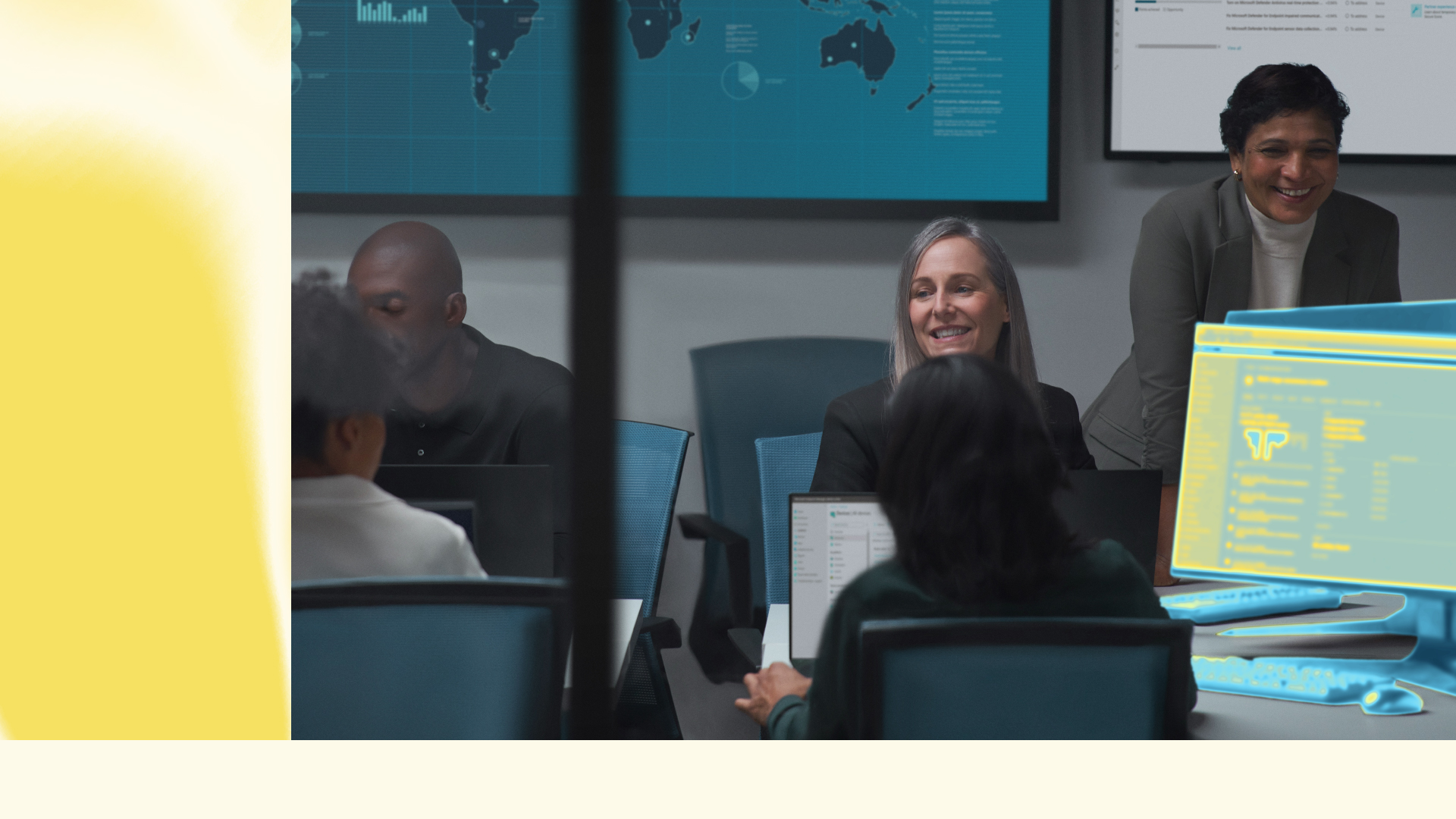 Chief information security officer collaborating with practitioners in a security operations center