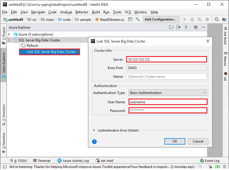 Link to SQL Server Big Data Cluster.