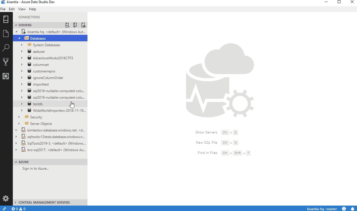 Schema Compare feature gif in Azure Data Studio.