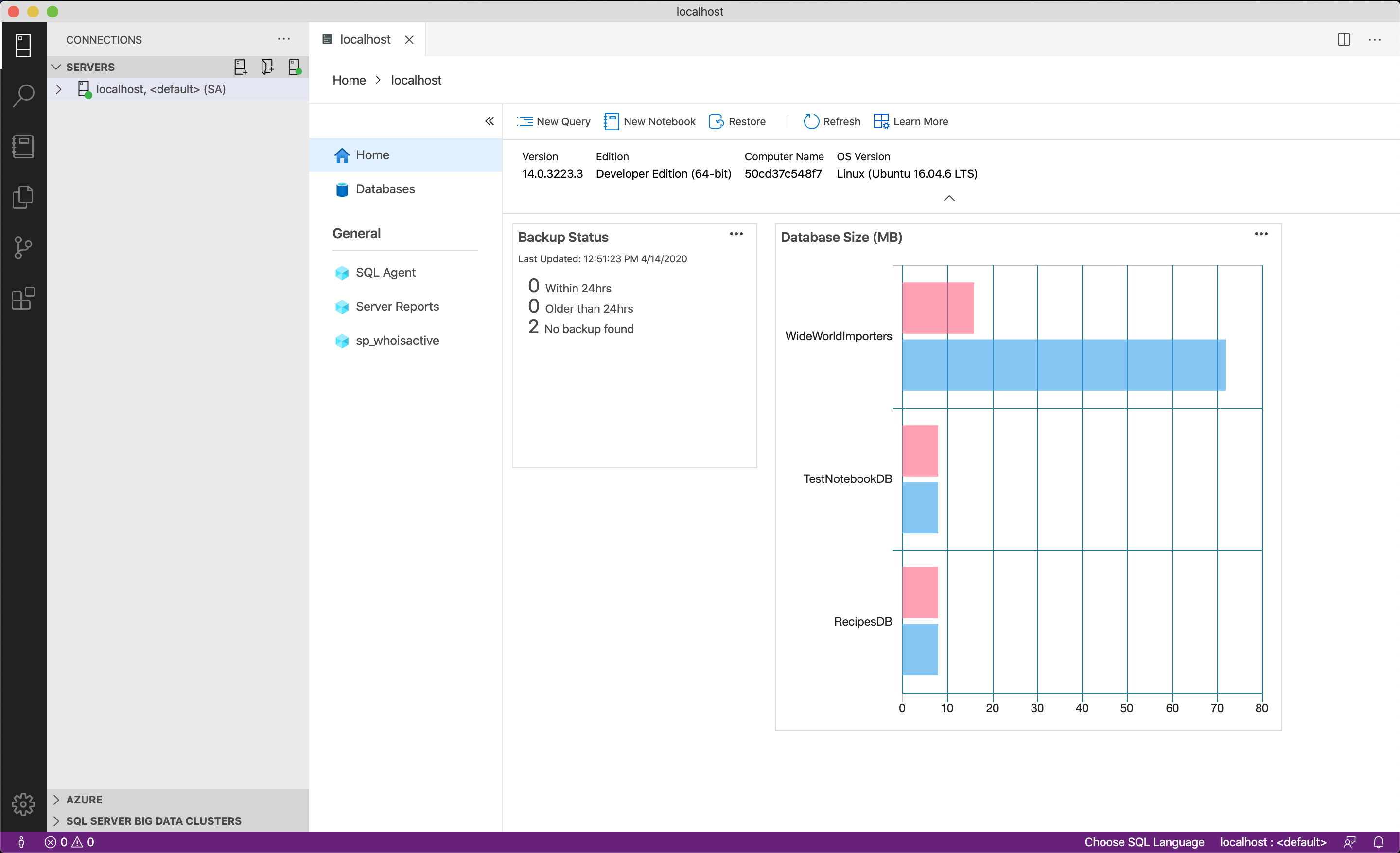 New Azure Data Studio dashboards