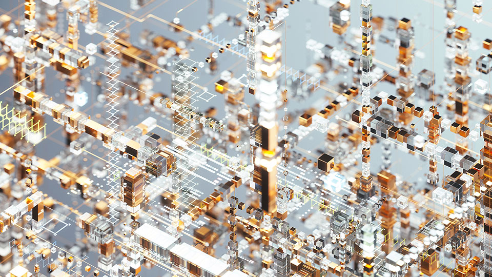 An abstraction of golden cubes in geometric lines