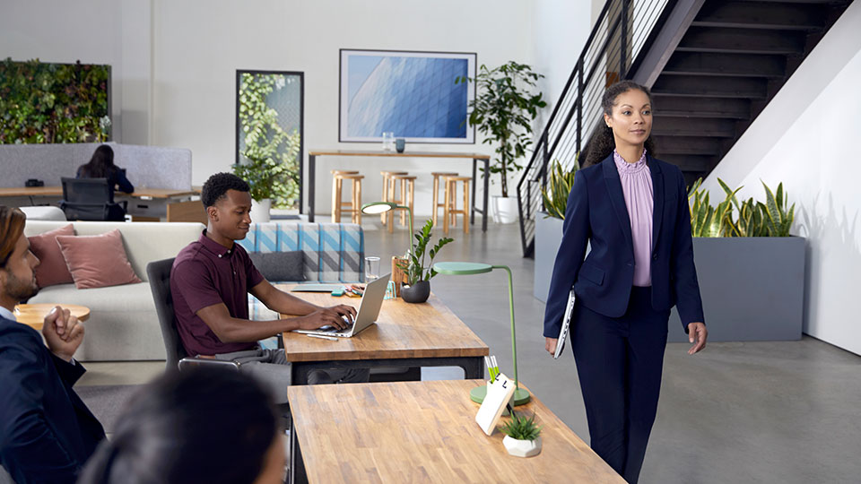 Coworkers in a shared workspace