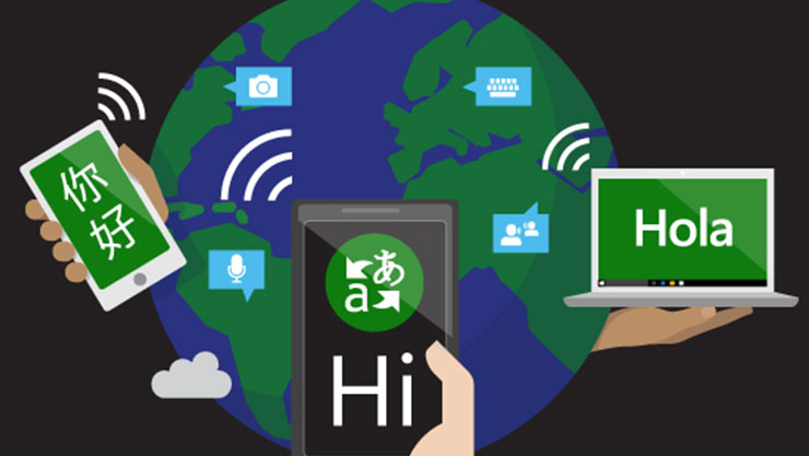 איור של כדור הארץ עם המילה ' שלום ' תורגם לשפות רבות ושונות