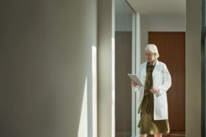 Une physicienne travaillant avec une Surface