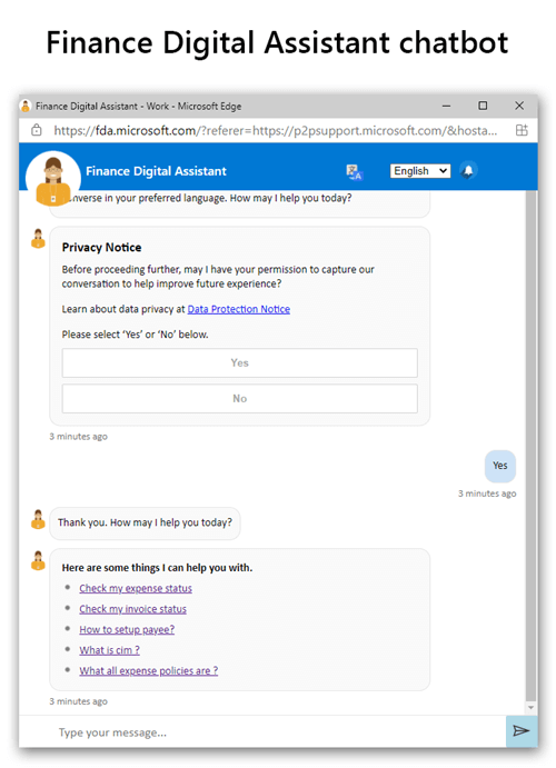 ProcureWeb and the Finance Digital Assistant screenshot.