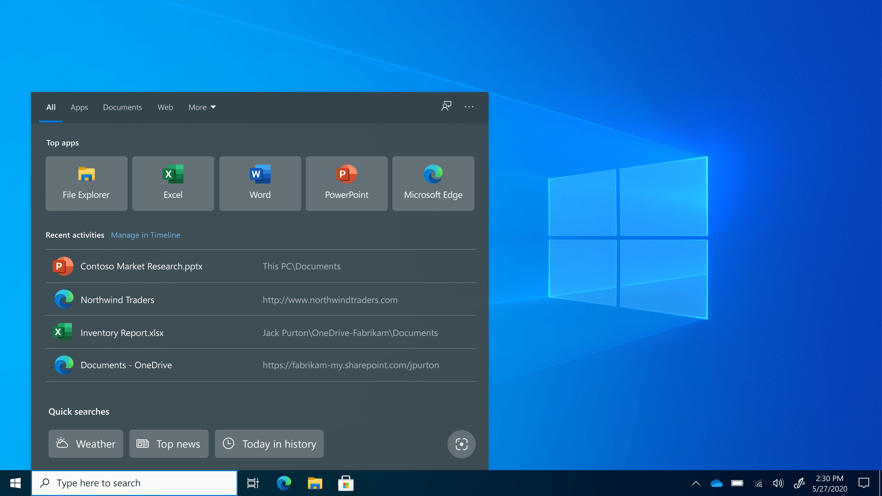 The Windows 11 interface for searching internally on a PC.