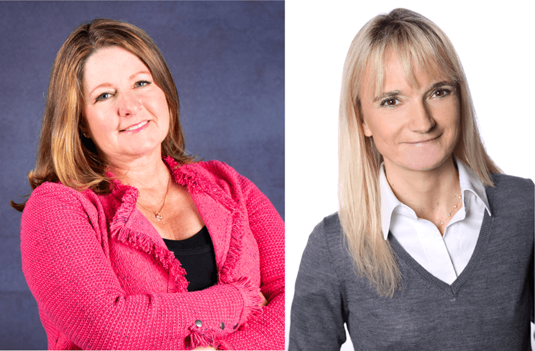 Lamkin and D’Hers smile in portrait photos that have been joined together. 