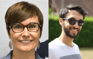 Clement and Rossi pose for individual portraits in this collage image.