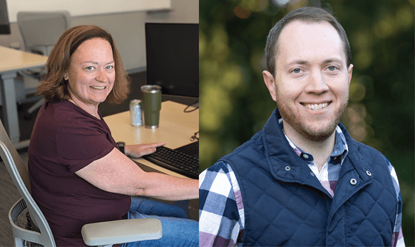 Garrison and Dietrich appear in corporate photos that have been merged into a composite image.