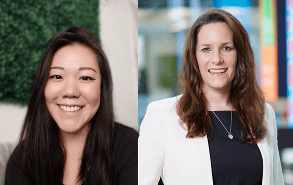 Goodwin and Hausfelder pose for pictures that have been assembled into a collage 