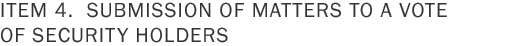 Item 4. Submission of Matters to a Vote of Security Holders