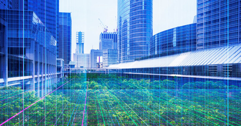 ビル群の間に立ち並ぶ木々