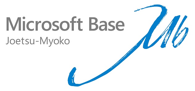 「Microsoft Base Joetsu-Myoko」の文字と、青い筆記体の「Mb」。