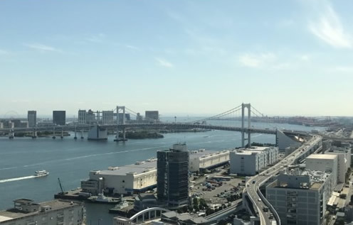 橋が架かる湾岸都市の風景。