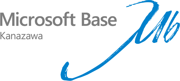 「Microsoft Base Kanazawa」の文字と、青い筆記体の「Mb」。