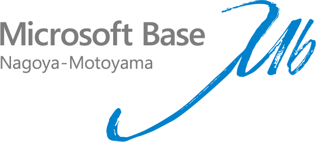 「Microsoft Base Nagoya-Motoyama」という文字と、青い筆記体で「Mb」を象徴するデザインが描かれている。