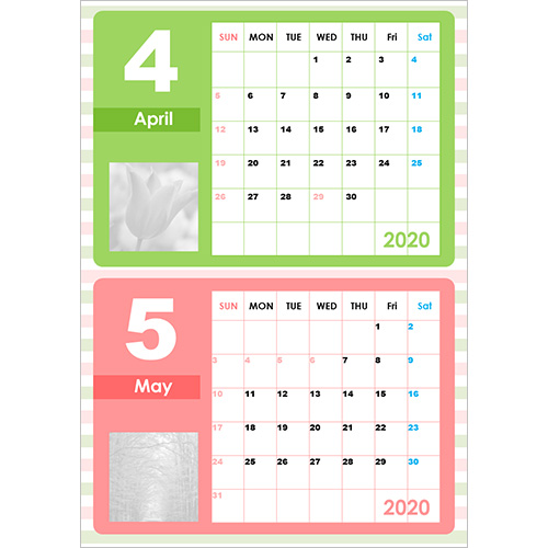 2026 年度カレンダー (4 月始まり・A4 サイズ・タテ・2 か月) 画像スライド-1