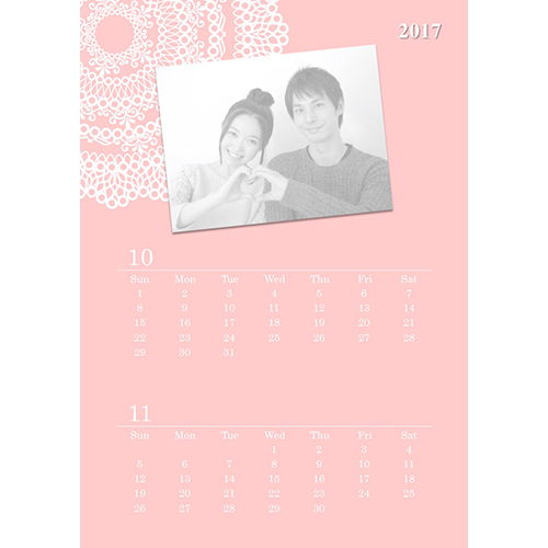 カレンダー (4月始まり・ウエディング・キュート・A4サイズ) 画像スライド-4