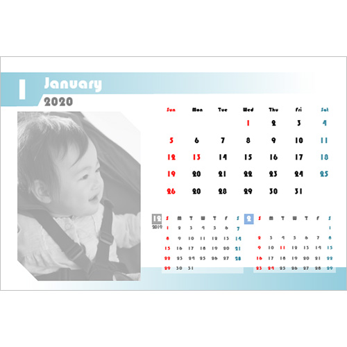 2026 年度カレンダー (ハガキサイズ・ヨコ・1 か月) 画像スライド-1